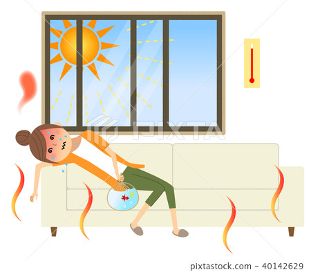 Young woman heat stroke Young woman heat stroke 40142629