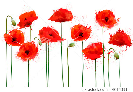 Abstract beautiful background with red poppies  40143911