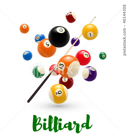 Billiard pool ball, cue poster for snooker design 40144308