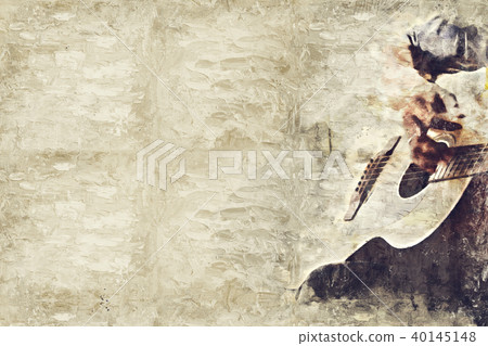 Playing acoustic guitar watercolor painting Playing acoustic guitar watercolor painting 40145148