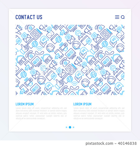 Contact us concept with thin line icons - Stock Illustration [40146838 ...