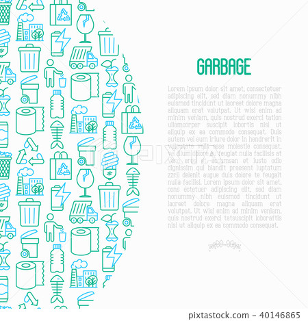 Garbage concept with thin line icons Garbage concept with thin line icons 40146865