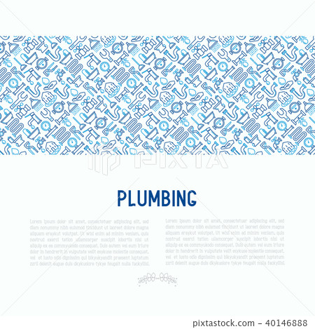 Plumbing concept with thin line icons 40146888