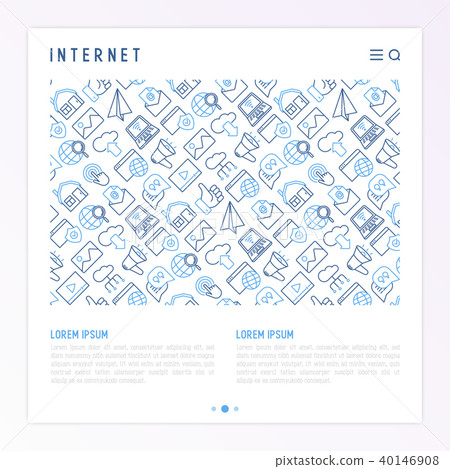 Internet concept with thin line icons - Stock Illustration [40146908 ...