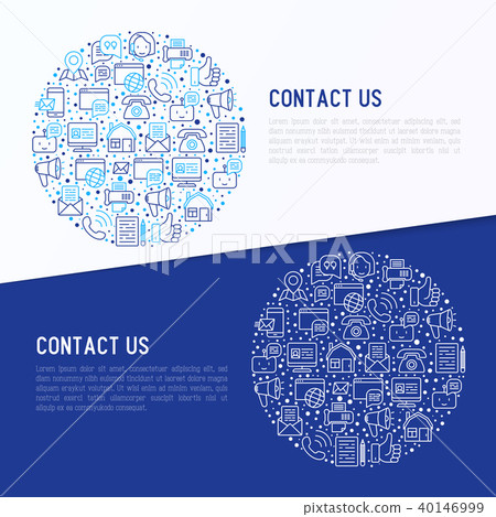Contact us concept in circle with thin line icons - Stock Illustration ...