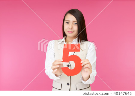 Business woman with numbers Business woman with numbers 40147645