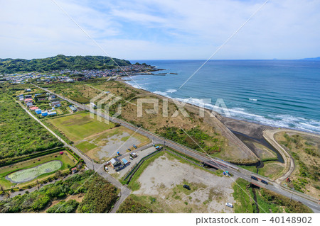 Aerial view near Tirayama city Hirasagoura coast Aerial view near Tirayama city Hirasagoura coast 40148902