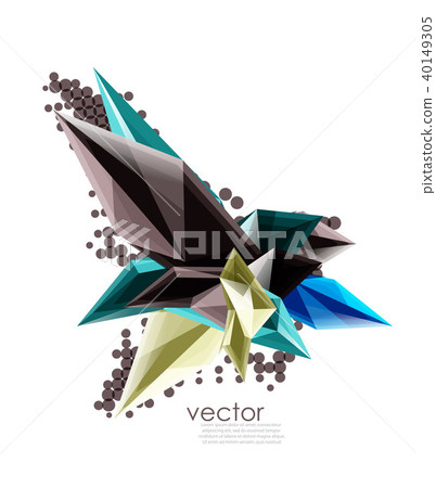 Color glass crystals on white background, geometric abstract composition with glass gemstones and Color glass crystals on white background, geometric abstract composition with glass gemstones and 40149305