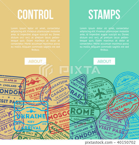 Travel agency flyers with visa rubber stamps 40150702