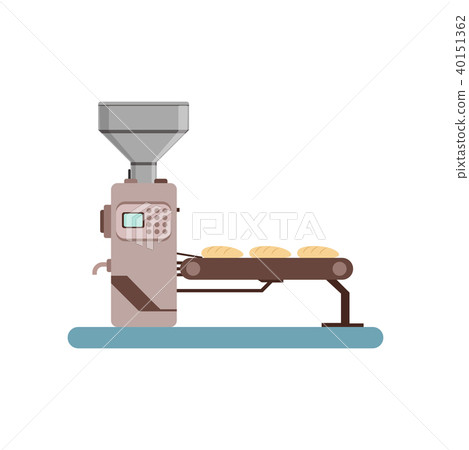 Conveyor line with bread, stage of bread production process vector Illustration on a white Conveyor line with bread, stage of bread production process vector Illustration on a white 40151362