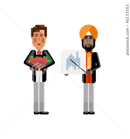 Indian businessman showing financial diagram Indian businessman showing financial diagram 40153503