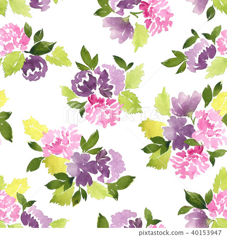Seamless watercolor floral pattern - Stock Illustration [40153947] - PIXTA