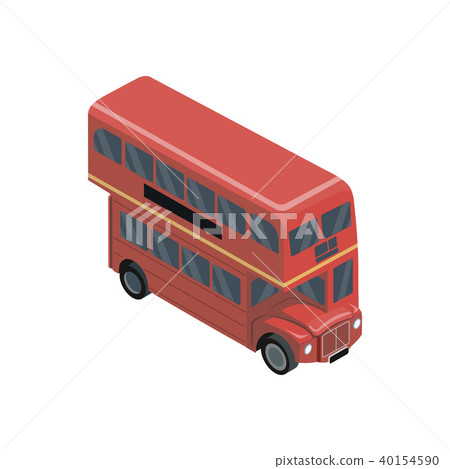 Red double decker bus isometric 3D element 40154590