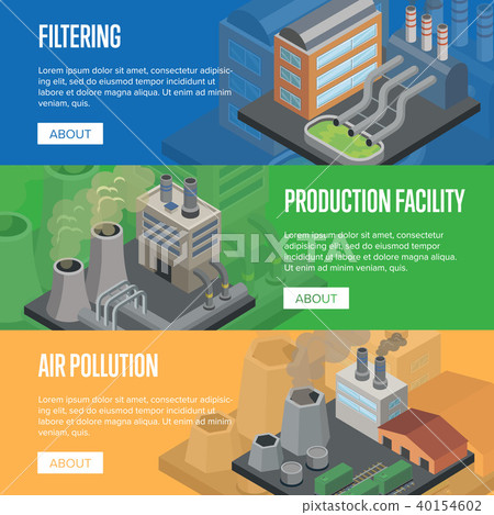 Heavy industry air pollution horizontal flyers 40154602