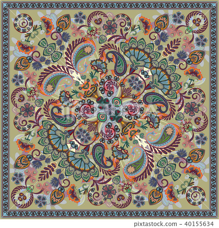 Vector ornament paisley bandana print, silk... - Stock Illustration ...