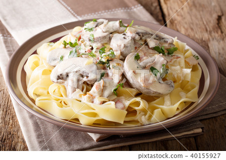 Fettuccine with Italian creamy Boscaiola Fettuccine with Italian creamy Boscaiola 40155927