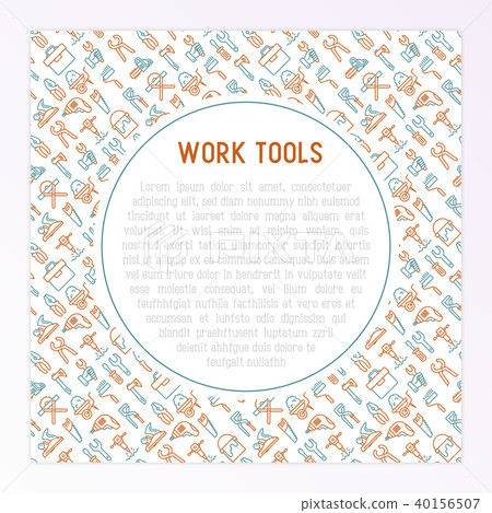 Work tools concept with thin line icons Work tools concept with thin line icons 40156507