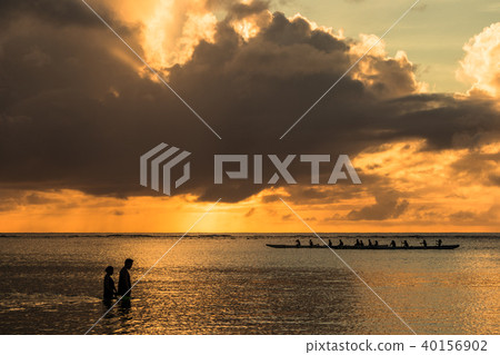 Sunset in Guam Tumon Bay 40156902