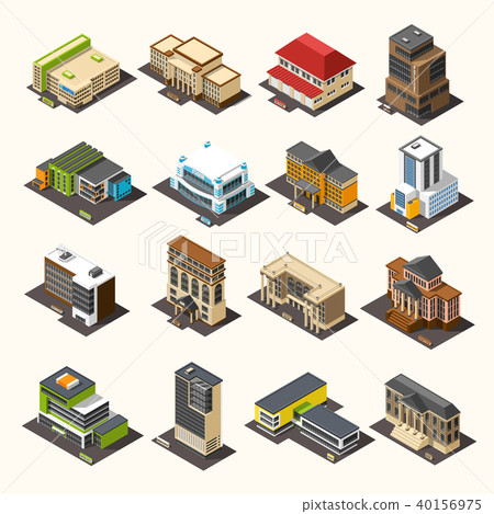 Urban Buildings Isometric Collection 40156975