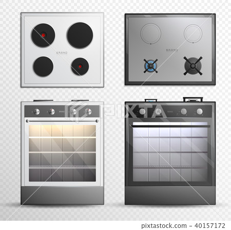 Gas Electric Cook Top Stove Icon Set 40157172