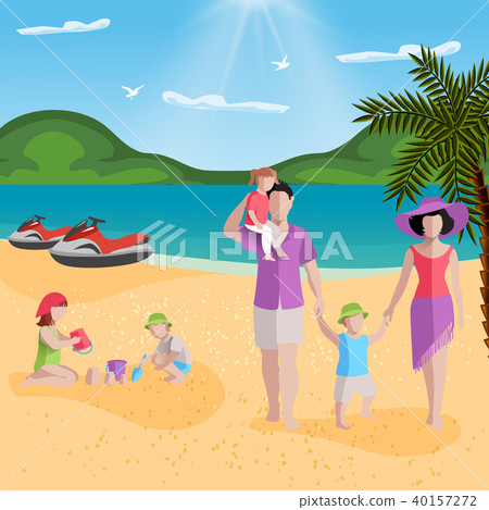 Family Rest In Lagoon Composition 40157272