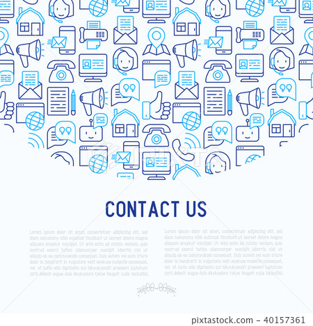 Contact us concept with thin line icons - Stock Illustration [40157361 ...