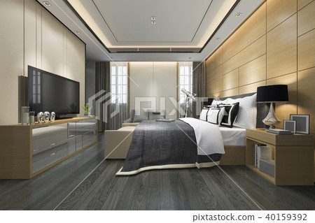 Luxury Modern Bedroom Suite In Hotel Stock Illustration