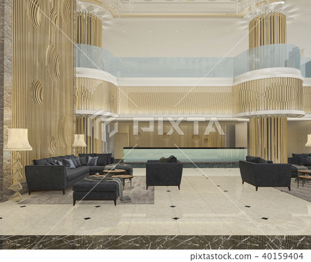 3d rendering luxury hotel reception and lounge 3d rendering luxury hotel reception and lounge 40159404