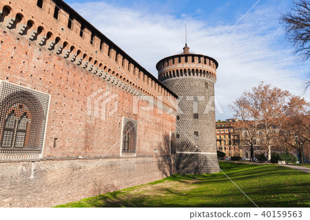 Exterior of Sforza Castle. Milan, Italy 40159563