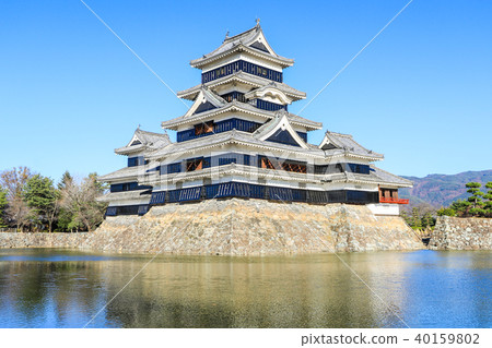 Matsumoto castle against  on blue sky background  40159802