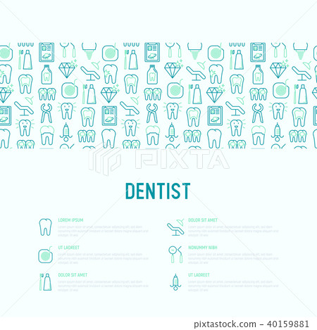 Dentist concept with thin line icons Dentist concept with thin line icons 40159881