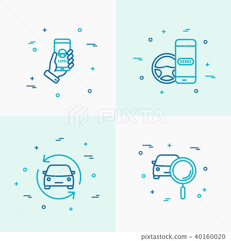 Car sharing thin line icons set 40160020
