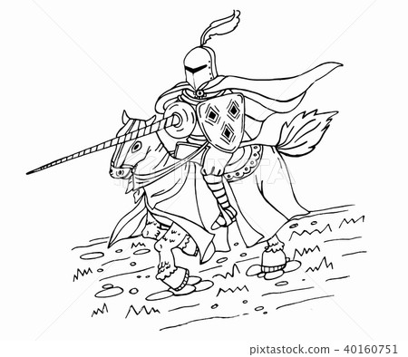 Medieval Spear Knight on Horse Medieval Spear Knight on Horse 40160751