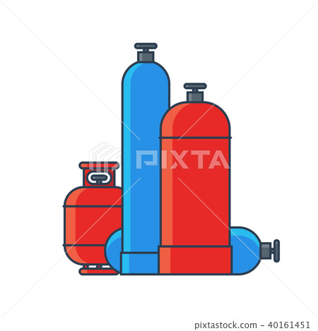 Gas tanks set. Various gas tanks in flat line style. Vector illustration 40161451