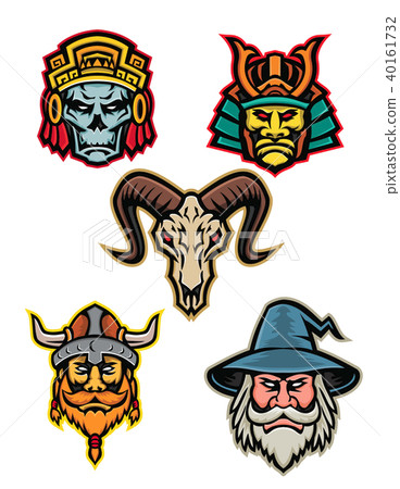 Warrior Wizard and Skull Mascot Collection 40161732