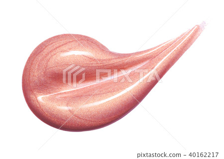 Lip gloss sample isolated on white. Smudged pink lipgloss. 40162217