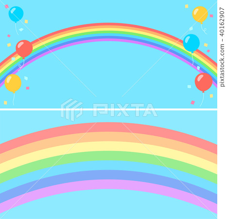 Rainbow And Balloons Banner Background Stock Illustration