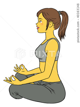 Woman doing yoga lotus pose (sideways) 40163148