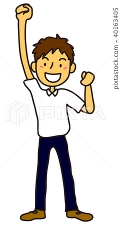 Schoolboy pushing up summer fist Schoolboy pushing up summer fist 40163405