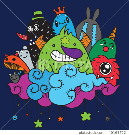 Cute Monster background ,Hand draw - Stock Illustration [40165722] - PIXTA