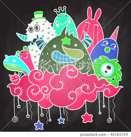 Cute Monster background ,Hand draw - Stock Illustration [40165724] - PIXTA