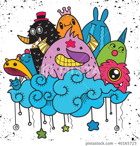 Cute Monster background ,Hand draw - Stock Illustration [40165725] - PIXTA