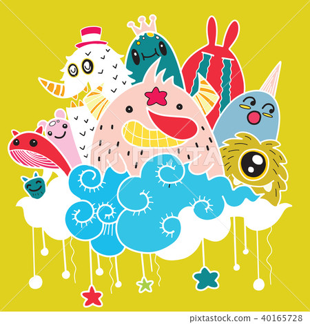 Cute Monster background ,Hand draw - Stock Illustration [40165728] - PIXTA