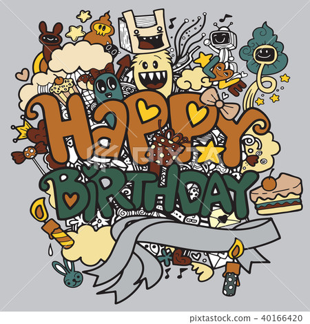 Birthday party hand drawn doodles elements  40166420