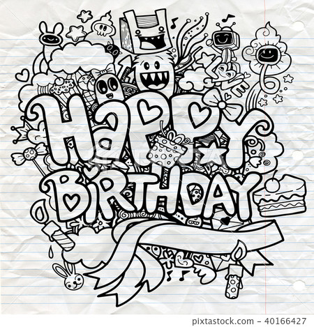 Birthday party hand drawn doodles elements  40166427