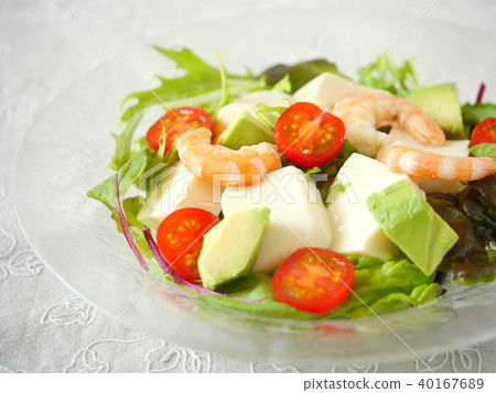 豆腐，蝦和鱷梨沙拉（面朝上） 40167689