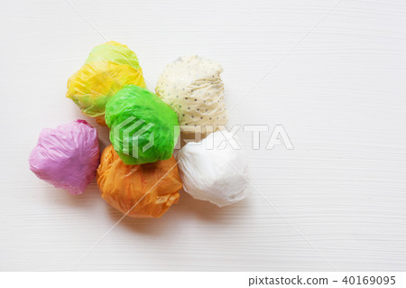 Colorful crumpled plastic bag. Colorful crumpled plastic bag. 40169095