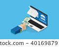 business hand pull banknote from account passbook 40169879