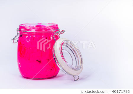 pink color of plastisol ink in transparent bottle 40171725