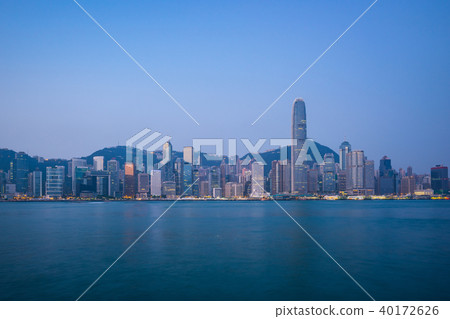 Hong Kong city skyline with blue nice sky Hong Kong city skyline with blue nice sky 40172626
